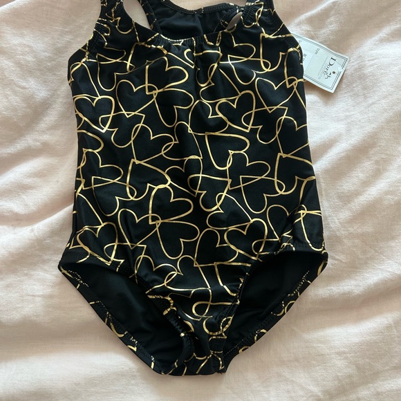 Dori Creations Other - Dori Creations Black and Gold Heart Patterned Swimsuit